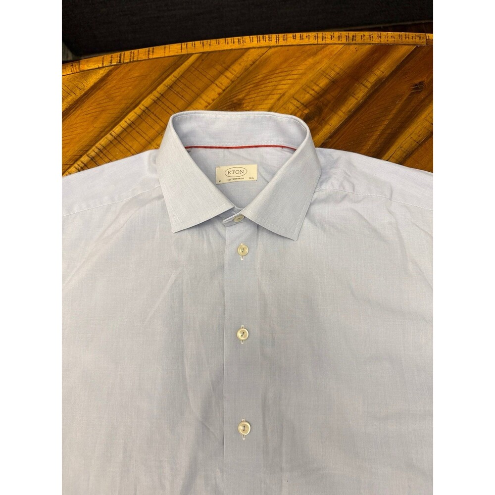 Eton Contemporary Fit Dress Shirt Men’s 16.5 Blue Oxford Business Casual